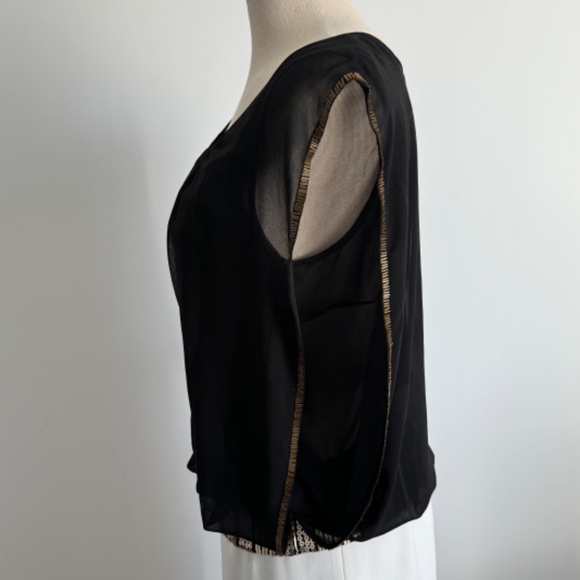 Black Sheer sleeveless top with gold beaded detailing - Picture 2 of 7